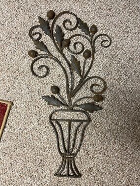 Decorative Metal Wall Vase Accent - Brown